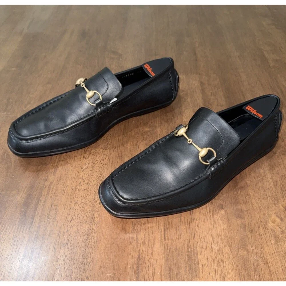 Gucci Jordaan Loafer Horsebit Driver Black Leather Mens 11D Made Italy Authentic